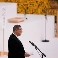 日本現職の石破茂首相が終戦80周年式典で演説を行った。(写真/AP通信提供) 日本現職の石破茂首相が終戦80周年式典で演説を行った。(写真/AP通信提供)