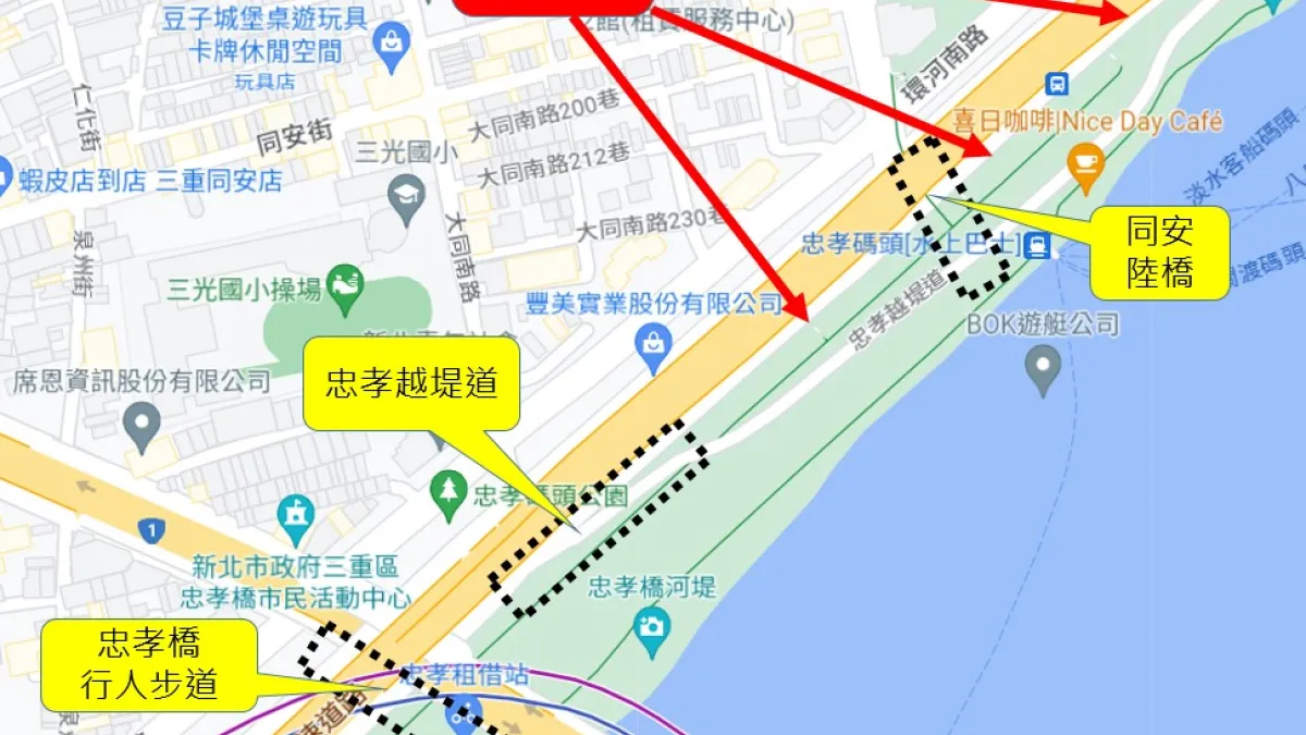 前往忠孝碼頭路線。(圖/新北市交通局提供)