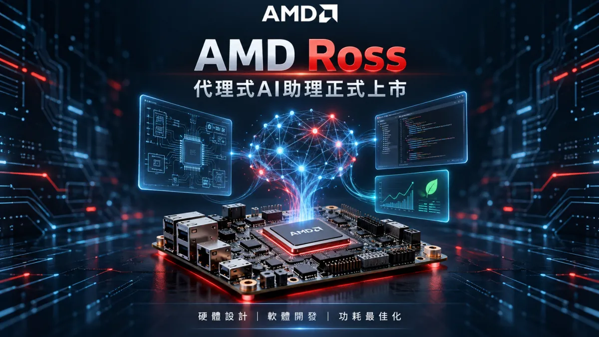 AMD代理式代理式AI管理Ross,整合了工具與專家流程,涵蓋硬體、軟體及功耗最佳化。(AI製作)