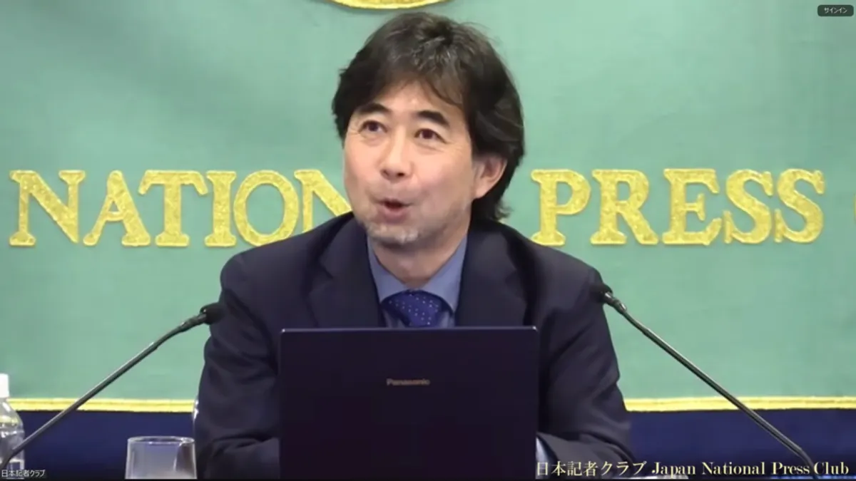 地球温暖化が極端気象の発生リスクを大幅に高めていると東京大学の渡部雅浩教授が会見で警鐘を鳴らした。(写真:日本記者クラブ) 地球温暖化が極端気象の発生リスクを大幅に高めていると東京大学の渡部雅浩教授が会見で警鐘を鳴らした。(写真:日本記者クラブ)