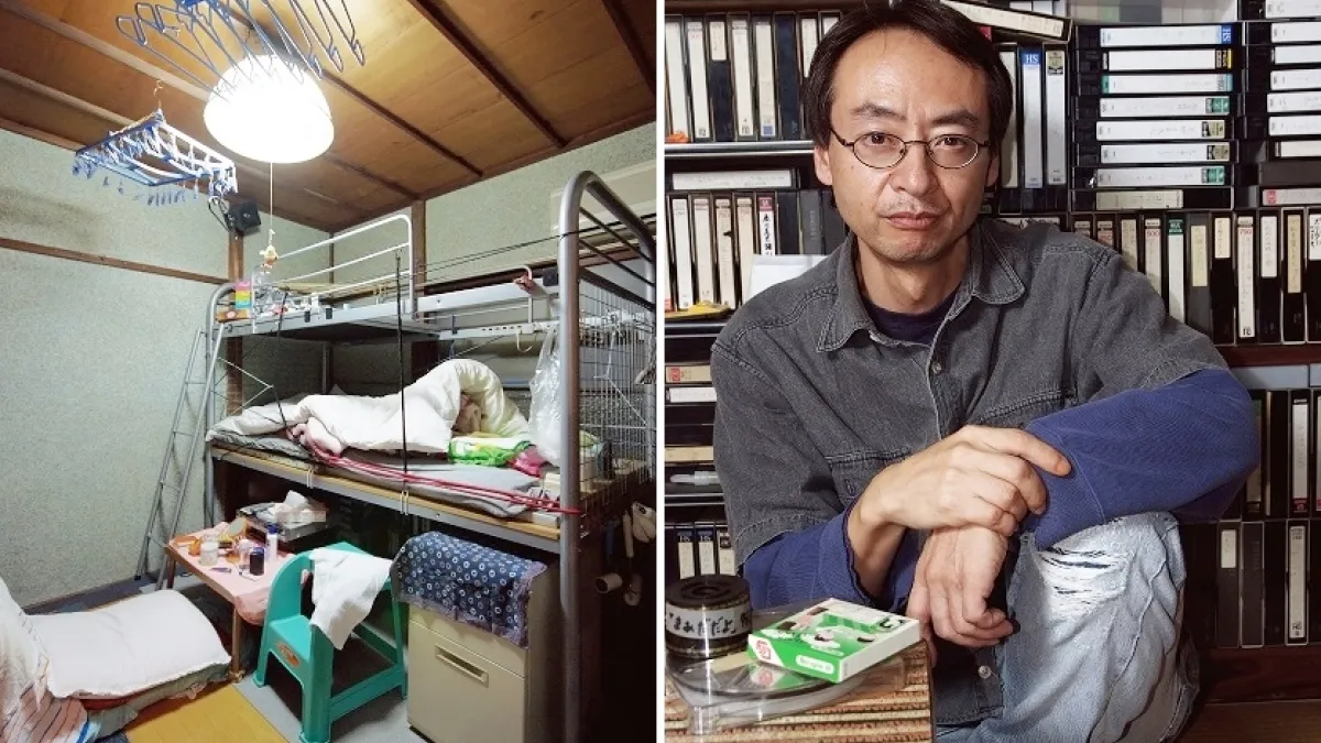 右圖為門田氏本人。替房東收房租和水電費,以及排定清掃輪值表等,也算是在擔任管理員。居住的空間老舊且簡陋,是什麼樣讓他願意一直住在這樣的空間呢?(圖/時報出版提供)