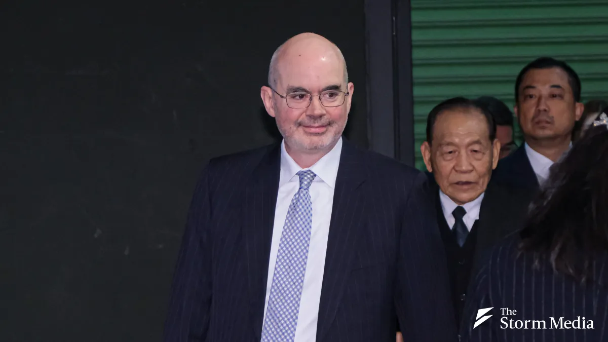 January 22, 2026 - American Institute in Taiwan (AIT) Director Raymond Greene speaks at the 'Strengthening Defense Investment and National Development' symposium held by the Institute for National Defense and Security Research at the NTU Meeting Center. (