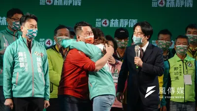 副總統賴清德、台中第二選區立委補選候選人林靜儀、前立委陳柏惟等人8日出席台中第二選區立委補選「溫柔堅定挺靜儀」選前之夜。(資料照,顏麟宇攝)