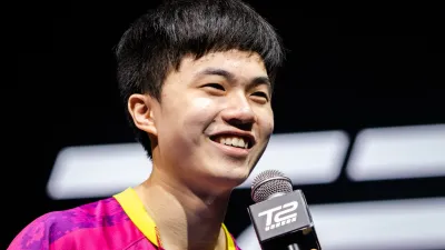 林昀儒在T2鑽石桌球賽新加坡站男單決賽不敵中國好手許昕,奪下亞軍。 (圖片取自T2 Diamond臉書粉絲團)