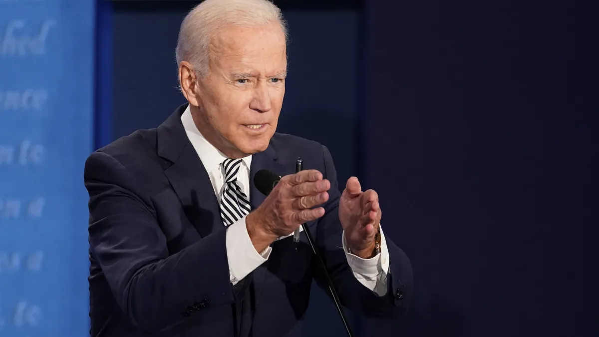 2020美國總統大選首場辯論,民主黨候選人拜登。(AP)