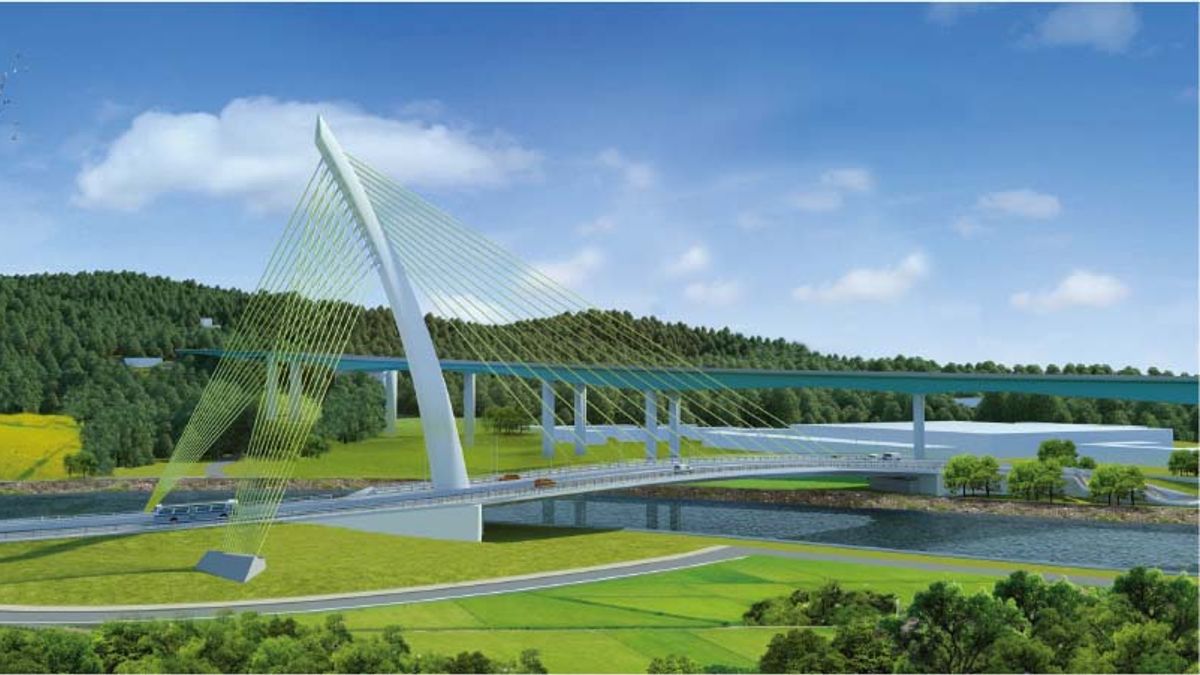 豐原潭子段連絡道斜張橋完工意象圖。(圖/高公局提供) 豐原潭子段連絡道斜張橋完工意象圖。(圖/高公局提供)