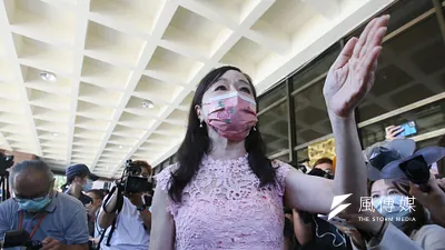 周玉蔻在台北地檢向被她硬套緋聞的張淑娟致歉。(柯承惠攝)