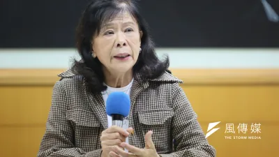 台大名譽教授賀德芬1日舉行記者會,狀告教育部長潘文忠圖利總統蔡英文。(柯承惠攝)