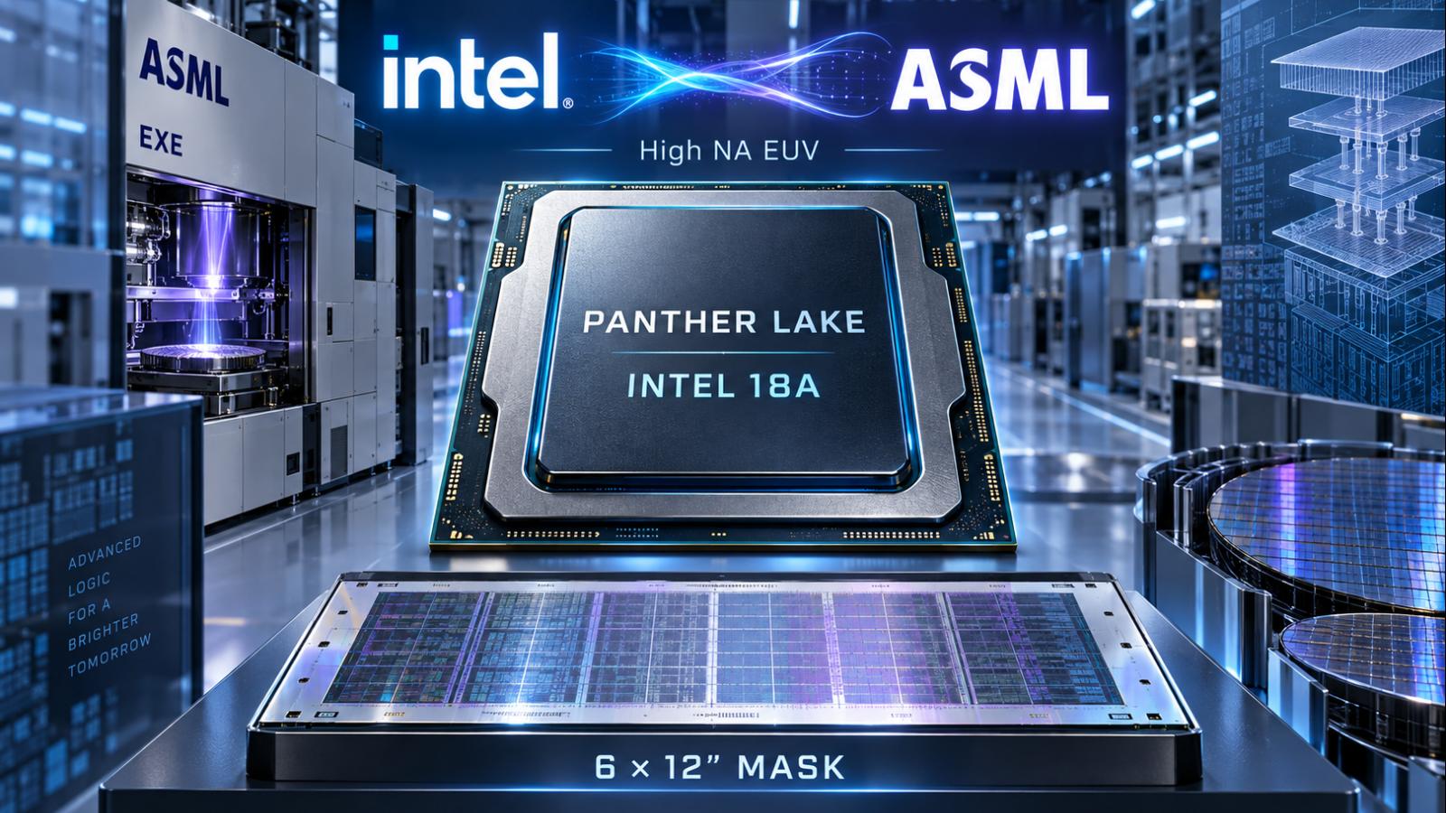 Intel High NA EUV累計處理逾100萬片晶圓!18A特定層效能不輸現行EUV,攜ASML推6×12吋光罩