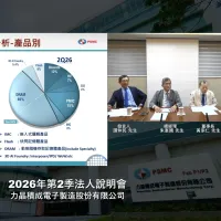 PSMC held an online investor conference on July 14, 2026. Pictured from left: Spokesman Tan Chung-min, President Chu Hsien-kuo (Martin Chu), Chairman Huang Chung-jen (Frank Huang) and Chief Financial Officer Shao Chang-jung. (Photo courtesy of PSMC) PSMC held an online investor conference on July 14, 2026. Pictured from left: Spokesman Tan Chung-min, President Chu Hsien-kuo (Martin Chu), Chairman Huang Chung-jen (Frank Huang) and Chief Financial Officer Shao Chang-jung. (Photo courtesy of PSMC)
