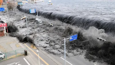 2011年3月11日東日本大地震引發超大海嘯,讓日本對南海海槽特大地震有所警戒。(美聯社)