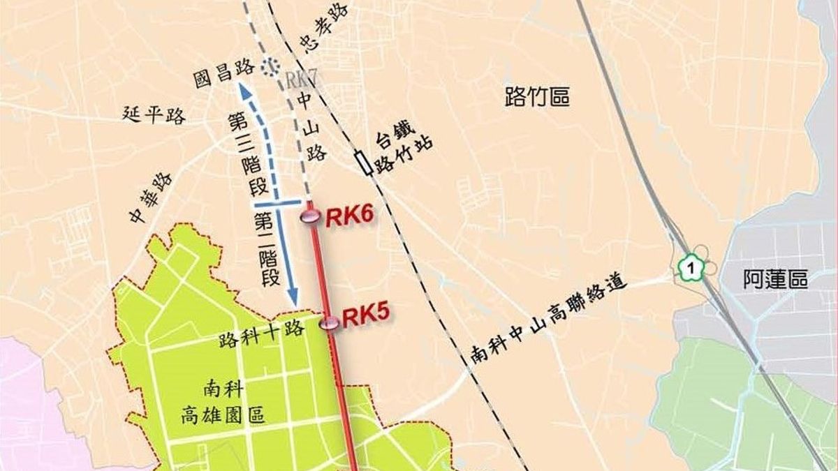岡山路竹延伸線(第二階段)計畫路線圖。(圖/高市府捷運工程局提供) 岡山路竹延伸線(第二階段)計畫路線圖。(圖/高市府捷運工程局提供)