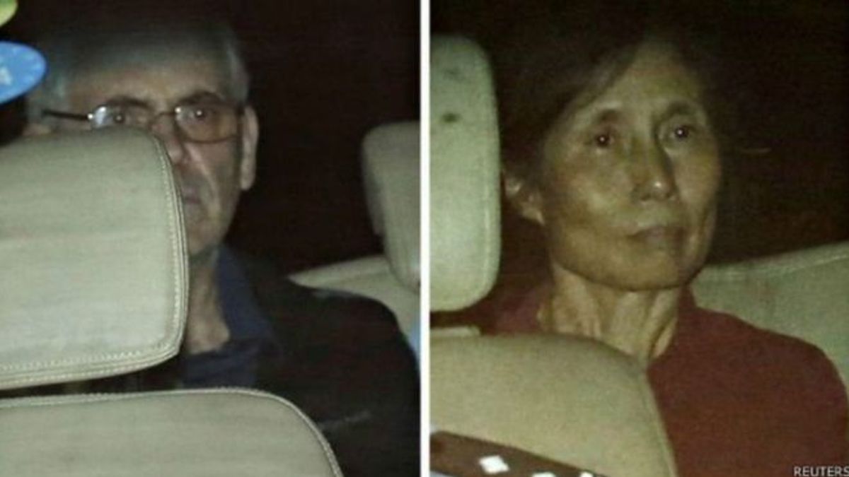 韓飛龍(左)與虞英曾(左)2014年8月被判刑。(BBC中文網) 韓飛龍(左)與虞英曾(左)2014年8月被判刑。(BBC中文網)