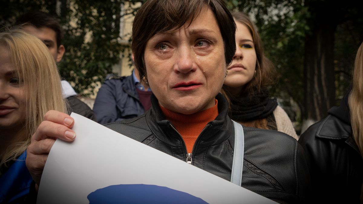 2022年9月,烏克蘭戰爭,俄羅斯在烏克蘭佔領區進行「公投」,引發烏克蘭民眾抗議(AP) 2022年9月,烏克蘭戰爭,俄羅斯在烏克蘭佔領區進行「公投」,引發烏克蘭民眾抗議(AP)