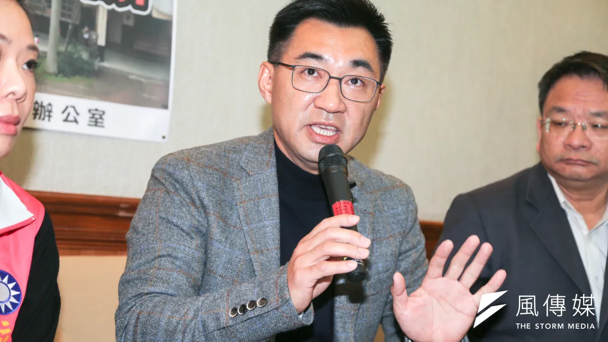 立委江啟臣25日召開記者會。(陳明仁攝)