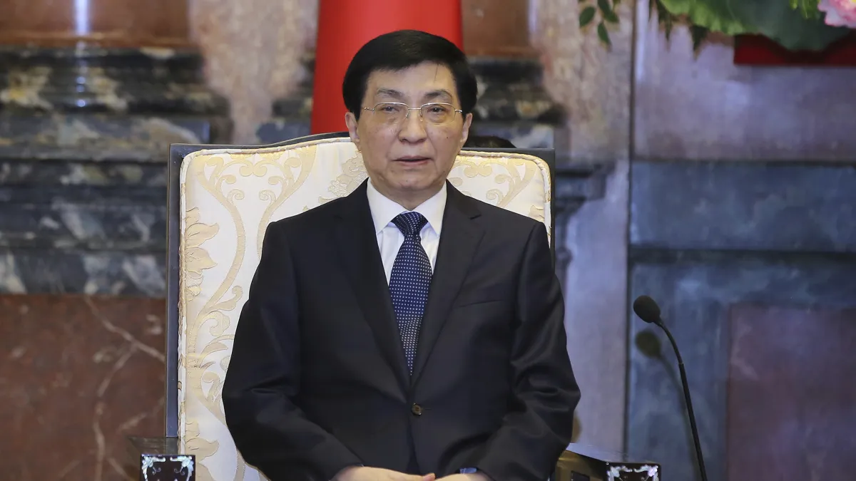 中國全國政協主席王滬寧。(美聯社)