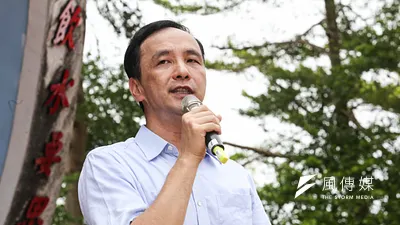 新北市823抗戰紀念勝利慶祝活動朱立倫到場致詞。(林韶安攝)