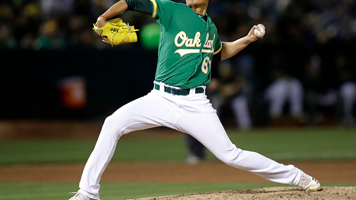 台灣旅美投手王維中,今天上場中繼3局只花了36球,但被打出一發陽春砲掉一分。(美聯社) 台灣旅美投手王維中,今天上場中繼3局只花了36球,但被打出一發陽春砲掉一分。(美聯社)