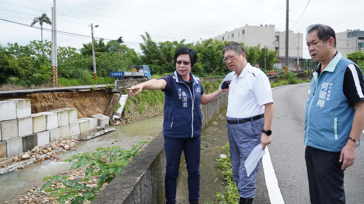 視察湖口波羅汶溪護岸崩塌災情 楊文科:投入千萬盡速災後重建