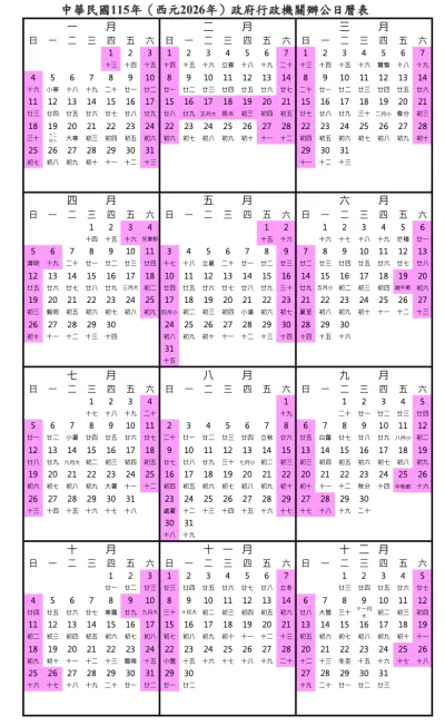 2026(115年)行事曆:2026農曆過年放9天、3天以上連假有9個,全年請假攻略一次看 | 風傳媒新聞焦點 | 風生活 - 風傳媒