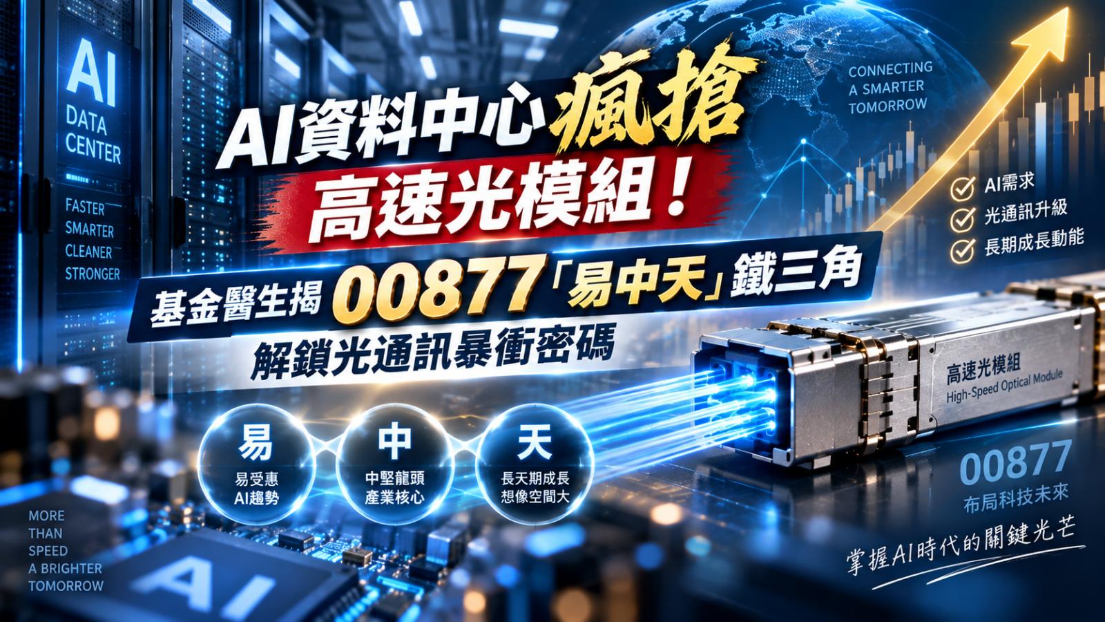 AI資料中心瘋搶高速光模組!基金醫生揭 00877「易中天」鐵三角,解鎖光通訊暴衝密碼
