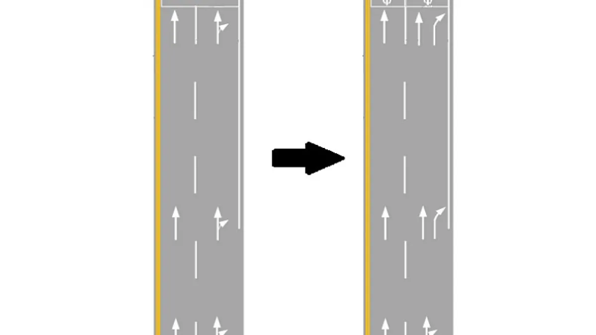 防車輛右轉擦撞 北市試辦外側車道「分流式指向線」