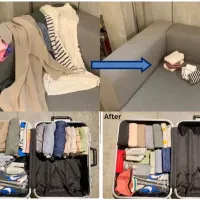 成田空港で衣類を約1分で手のひらサイズに圧縮できる専用自動機の実証実験が始まり、旅先で増えがちな服によるスーツケース不足の解消を狙う。(写真/成田国際空港株式会社提供) 成田空港で衣類を約1分で手のひらサイズに圧縮できる専用自動機の実証実験が始まり、旅先で増えがちな服によるスーツケース不足の解消を狙う。(写真/成田国際空港株式会社提供)