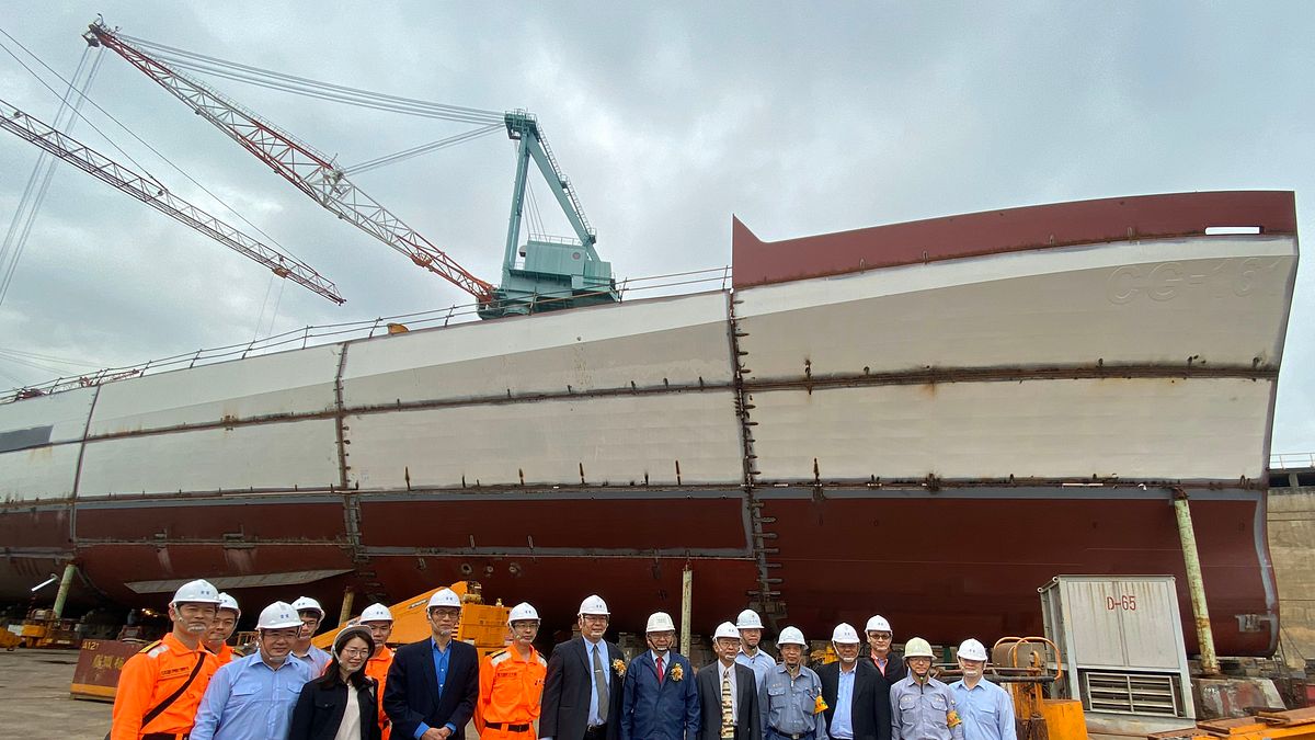 海巡署第2艘4000噸級巡防艦今天舉行開工典禮。(海巡署艦隊分署提供) 海巡署第2艘4000噸級巡防艦今天舉行開工典禮。(海巡署艦隊分署提供)