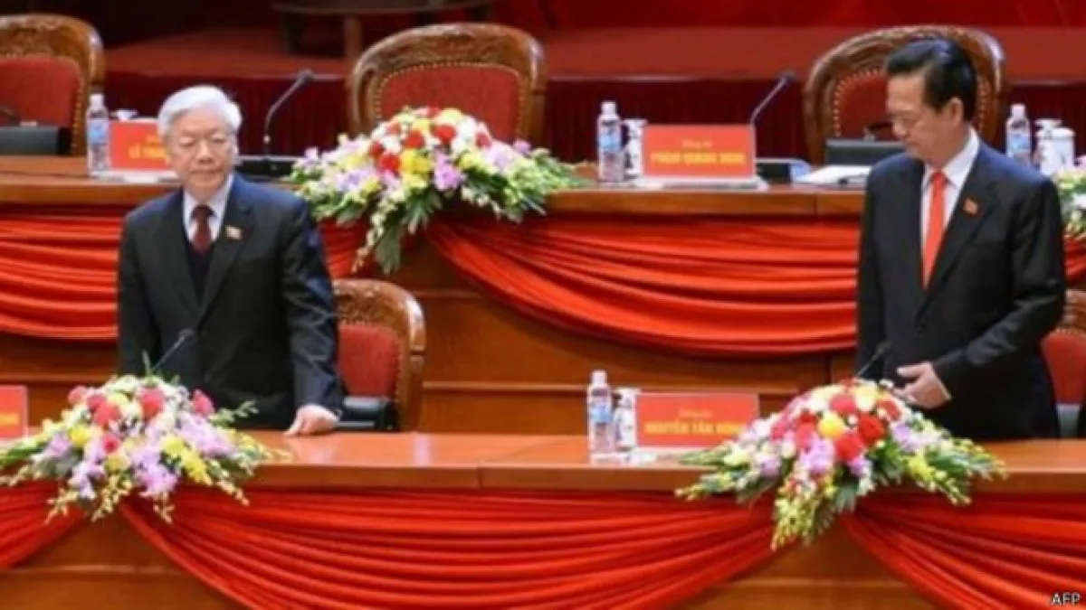 阮富仲(左)被認為是親中派,而阮晉勇是改革派。(BBC中文網)