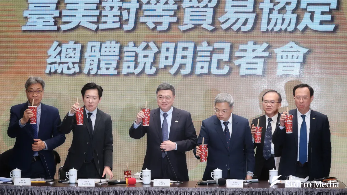 The Executive Yuan holds a press conference to explain the contents of the recent trade agreement between Taiwan and the US Reciprocal. (Photo / Ko Cheng-hui)
