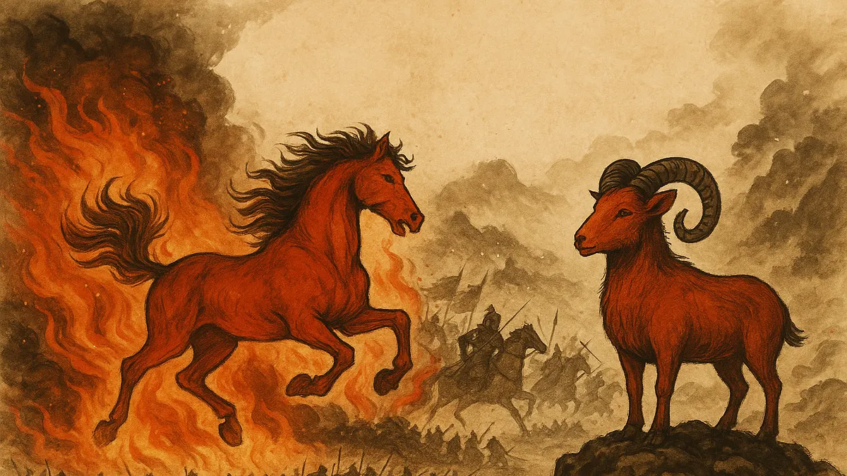 丙午、丁未再次逼近,赤馬紅羊的古老預言也正被重新喚醒。(圖/ChatGPT生成) 丙午、丁未再次逼近,赤馬紅羊的古老預言也正被重新喚醒。(圖/ChatGPT生成)