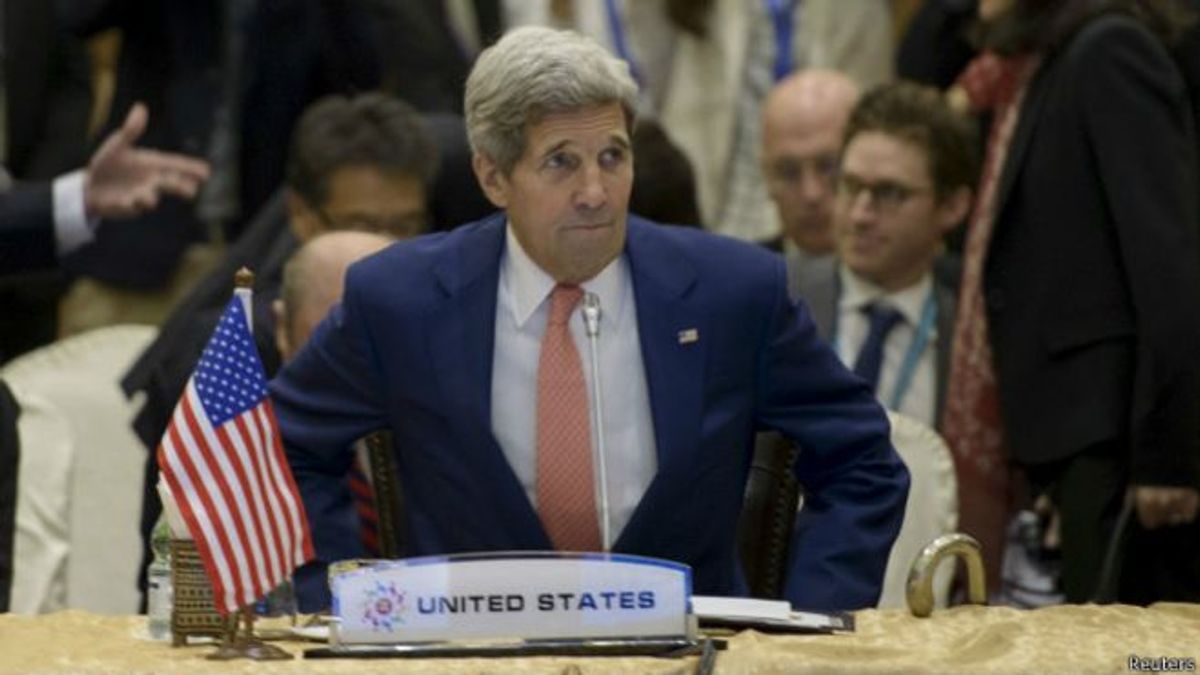 美國國務卿凱瑞出席東協安全會議,與各東南亞國家的外交首長見面。(BBC中文網) 美國國務卿凱瑞出席東協安全會議,與各東南亞國家的外交首長見面。(BBC中文網)