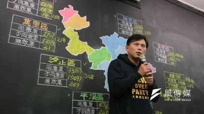 黃國昌感謝投下罷免票者,讓他有機會虛心檢討自己的不足,繼續接受大家的鞭策與監督。(顏麟宇攝)