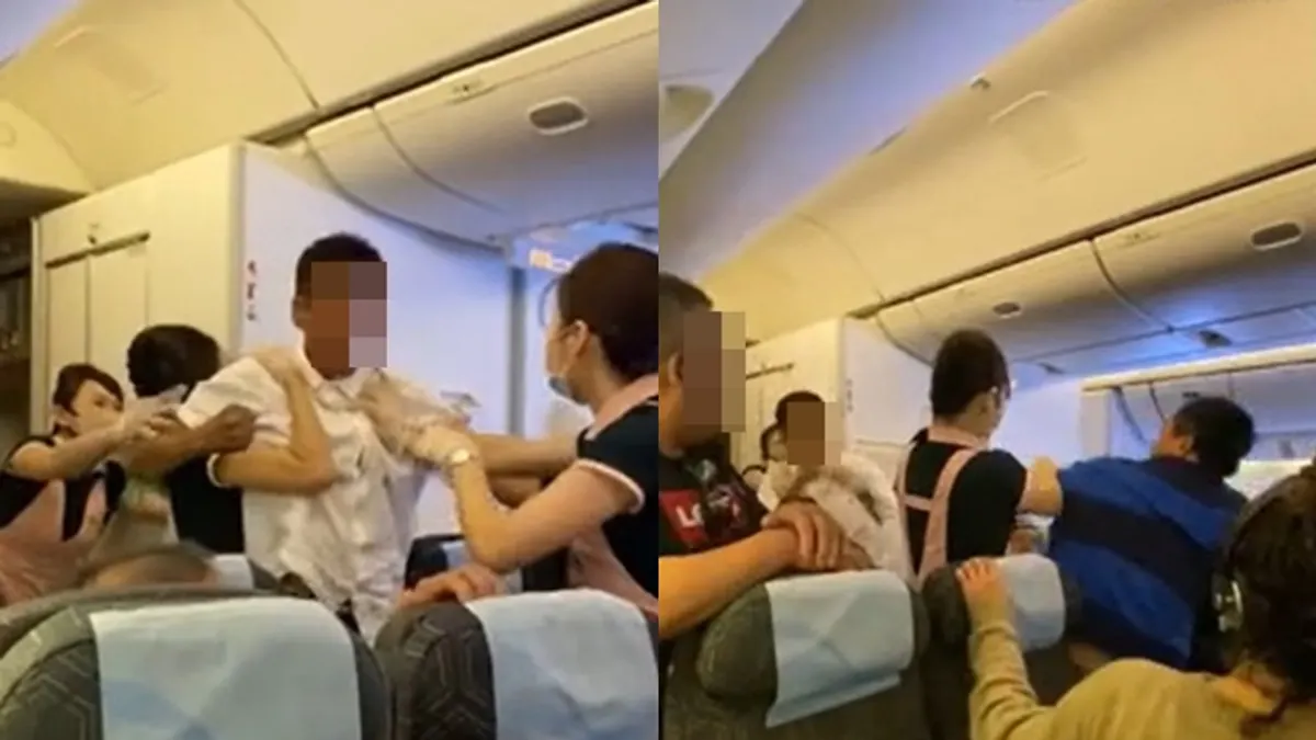 長榮航班發生鬥毆事件!(圖/翻攝自記者爆料網) 長榮航班發生鬥毆事件!(圖/翻攝自記者爆料網)
