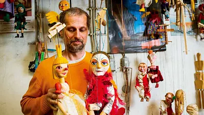Mirek Trejtnar 捷克著名木偶雕刻師,曾帶團巡迴美國、新加坡、澳洲等國,也是Puppets-in-Prague工作坊負責人。 (攝影者.李明宜)