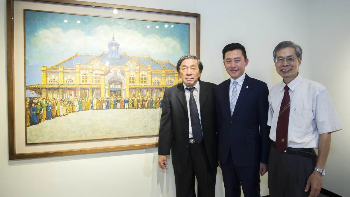 新竹市文化局梅苑畫廊14日起展出「蔣渭水歷史留真油畫展」,透過知名畫家劉洋哲的15幅作品,重現蔣渭水當年民主運動事蹟。(新竹市文化局提供)