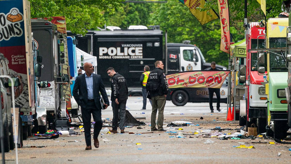 2025年4月27日,加拿大溫哥華發生汽車衝入人群的憾事。(美聯社) 2025年4月27日,加拿大溫哥華發生汽車衝入人群的憾事。(美聯社)