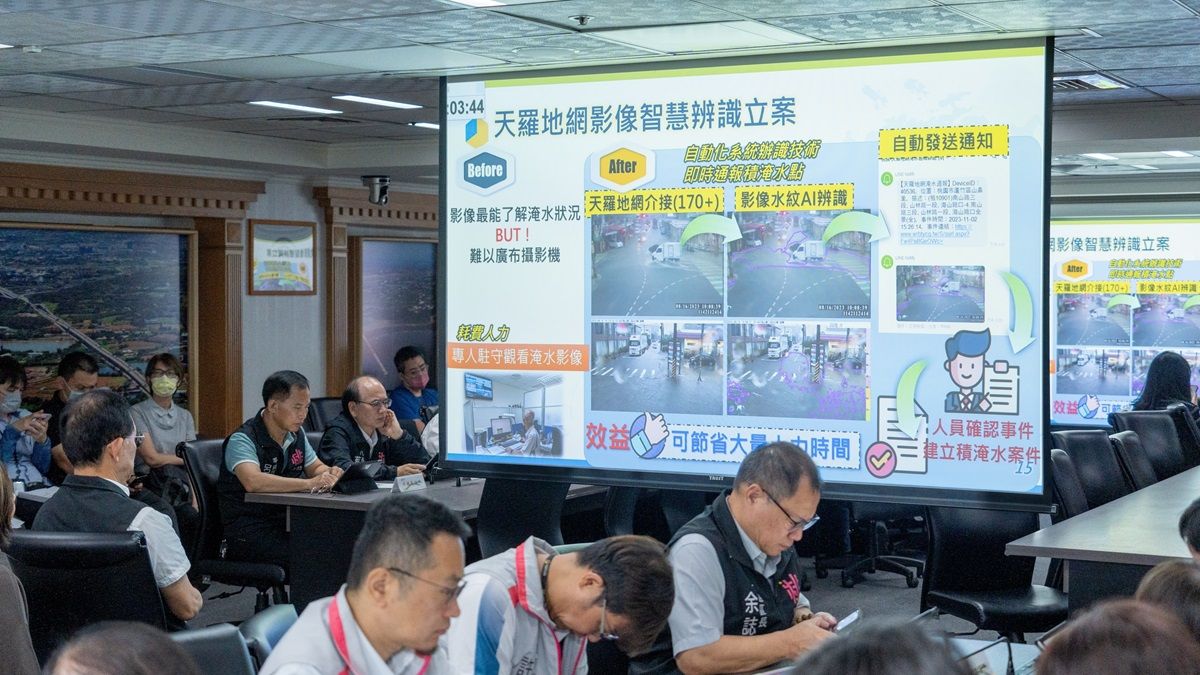 桃園水務局進行「智慧雲端系統減災策略」專題報告,備戰颱風季。(圖/桃園市政府提供) 桃園水務局進行「智慧雲端系統減災策略」專題報告,備戰颱風季。(圖/桃園市政府提供)