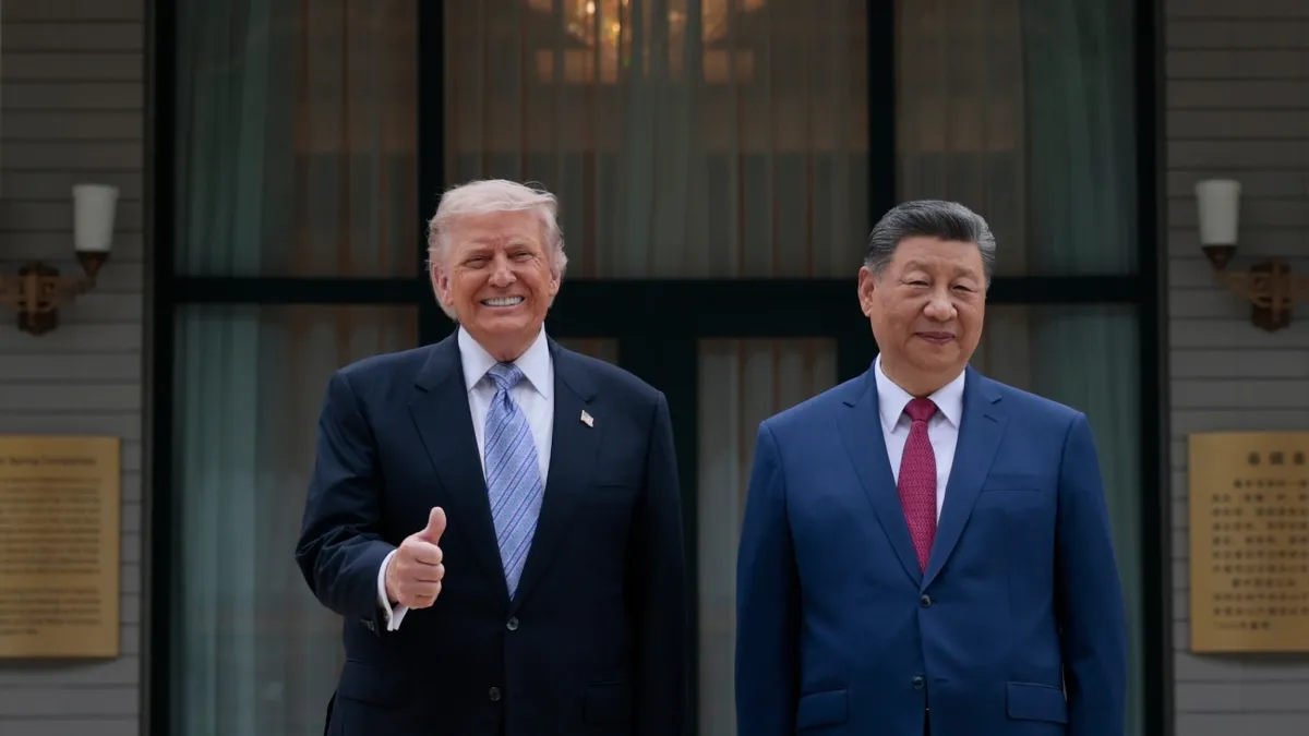 2026年5月15日,美國總統川普與中國國家主席習近平在北京會晤。(美聯社)