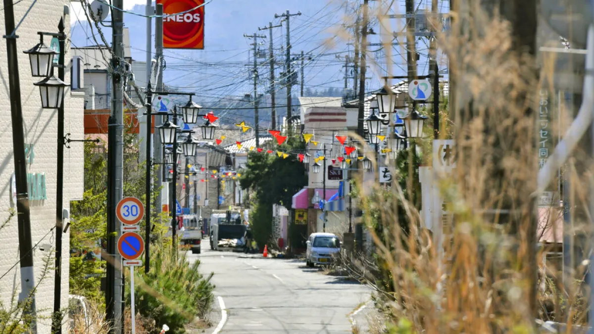 鄰近福島第一核電廠的福島縣大熊町。(資料照,美聯社)