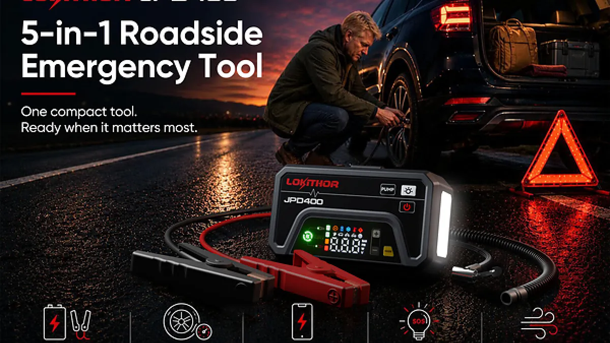 LOKITHOR Launches JPD400, a 5-in-1 Roadside Emergency Tool with Jump Starting, Tire Inflation, and Fast Charging