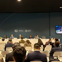 我國NGO產基會、國合會及帛琉共同於COP29藍區會場內辦理「調和科學與自然-韌性未來的創新調適策略」周邊會議。(作者提供) 我國NGO產基會、國合會及帛琉共同於COP29藍區會場內辦理「調和科學與自然-韌性未來的創新調適策略」周邊會議。(作者提供)