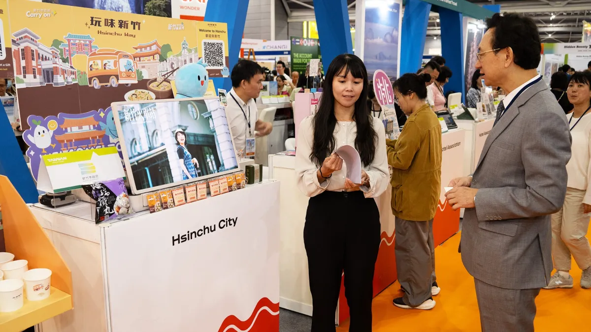 Hsinchu City's "Hsinchu Way" pavilion at NATAS Holidays 2026 in Singapore gives visitors a one-stop guide to the city's food, sights, and activities. (Photo / Hsinchu City Government)