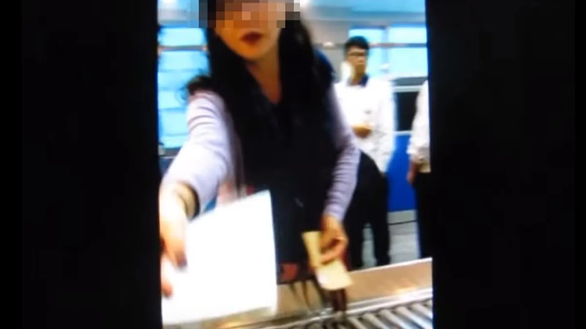 名醫妻在機場亮出美國護照飆航警。(截取自爆料公社)