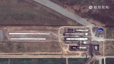 網路上流傳的「中國第三艘航空母艦蒸汽彈射器」衛星照。