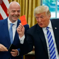 レッドカードに対する特例措置が物議を醸している。インファンティノFIFA会長(左)とトランプ米大統領(右)。(AP通信) レッドカードに対する特例措置が物議を醸している。インファンティノFIFA会長(左)とトランプ米大統領(右)。(AP通信)