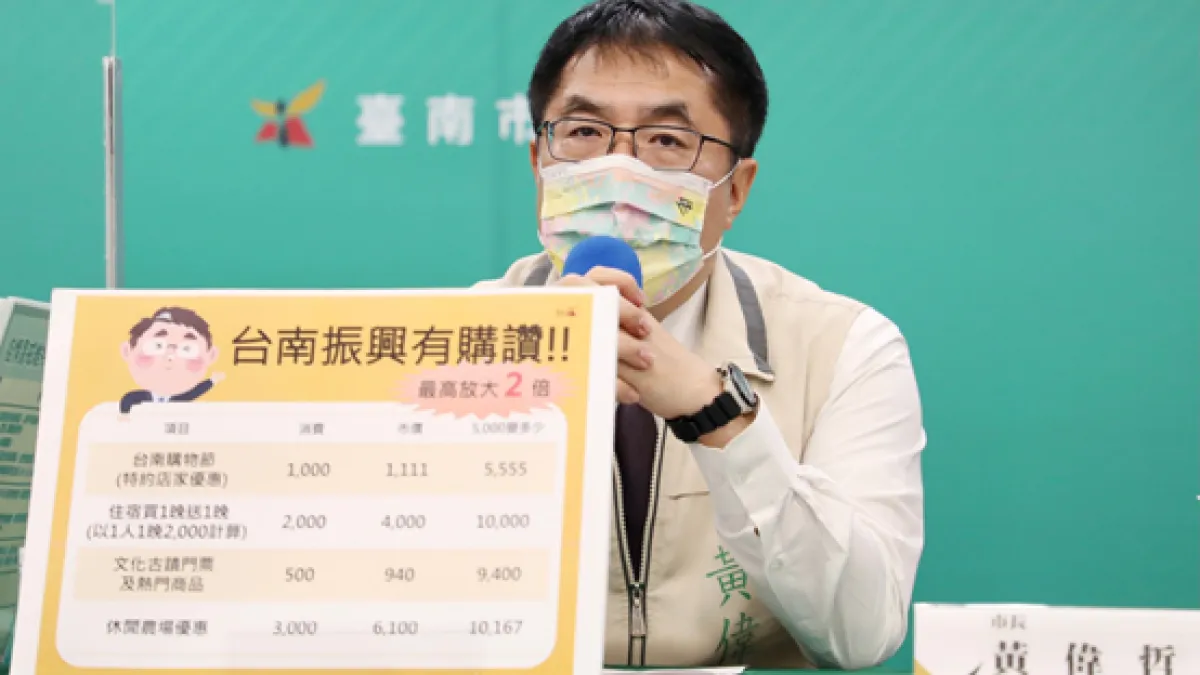 台南市府加碼配合,推出振興加值,希望大家踴躍來台南消費。(圖/台南市政府提供)