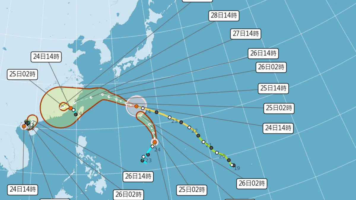 沙德爾颱風最新路徑。(圖/翻攝自氣象署官網)