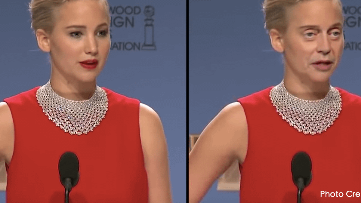 Deepfake技術越來越高明,把知名女星珍妮佛勞倫斯(Jennifer Lawrence)的身體換上另一位男性的臉,一點都不違和(圖/NOVA PBS) Deepfake技術越來越高明,把知名女星珍妮佛勞倫斯(Jennifer Lawrence)的身體換上另一位男性的臉,一點都不違和(圖/NOVA PBS)