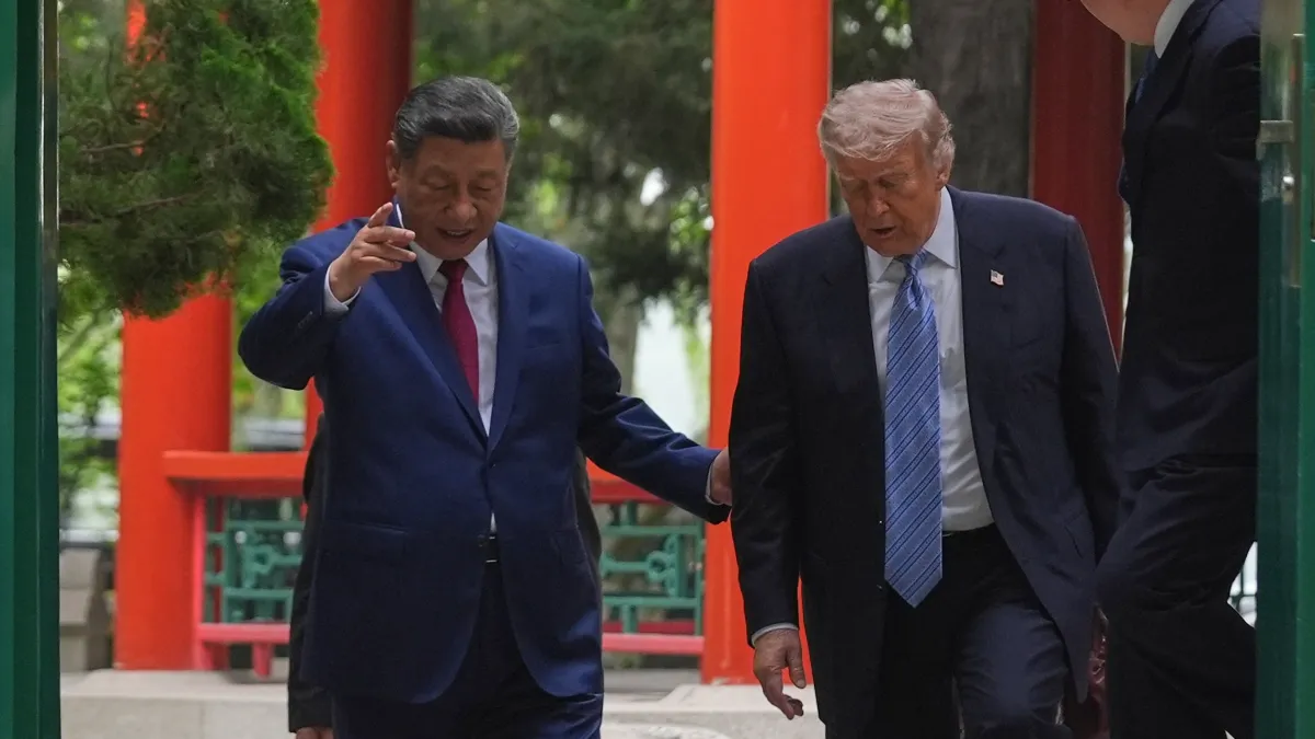 2026年5月,美國總統川普與中國國家主席習近平在北京會晤。(美聯社)